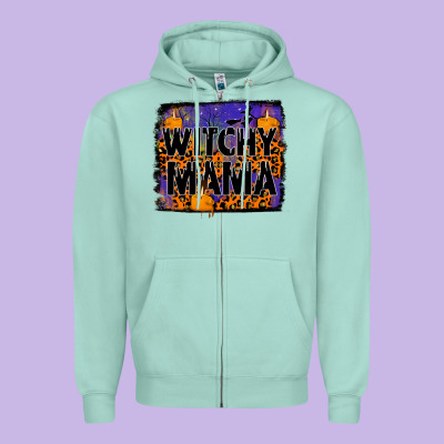 Witchy Mama Zipper Hoodie Designed By Jahusdesignshop