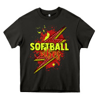 Asphalt Softball vibes lightning bolt Heavy Core Tee - HowdyJamesFarm