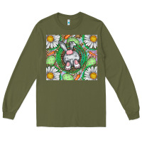 Army Green Easter Bunny Long Sleeve Tee - CowhideDigitalArt
