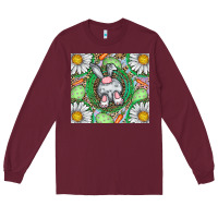 Burgundy Easter Bunny Long Sleeve Tee - CowhideDigitalArt