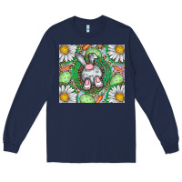 Navy Easter Bunny Long Sleeve Tee - CowhideDigitalArt