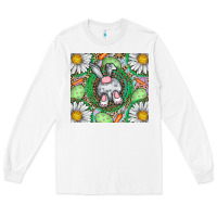 White Easter Bunny Long Sleeve Tee - CowhideDigitalArt