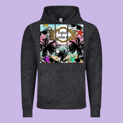 Beach Please Vintage Hoodie Designed By Cowhidedigitalart