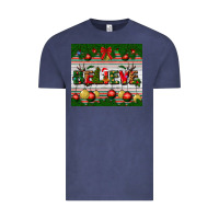 Vintage Denim Christmas Believe Vintage Tee - BundleAndBundleShop