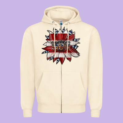 American Mom Zipper Hoodie Designed By Jahusdesignshop