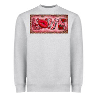 Heather Grey Pink Love Kiss Valentine's Day Heavyweight Sweatshirt - RanaPortraitStore