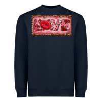 Navy Pink Love Kiss Valentine's Day Heavyweight Sweatshirt - RanaPortraitStore