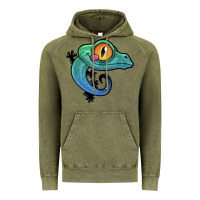 Vintage Olive cute colorful cartoon gecko Vintage Hoodie - linhVisuals