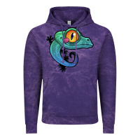 Cloud Purple cute colorful cartoon gecko Vintage Hoodie - linhVisuals