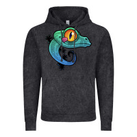 Vintage Black cute colorful cartoon gecko Vintage Hoodie - linhVisuals