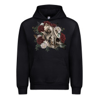 Black Floral boho wolf skull Urban Hoodie - RanaPortraitStore