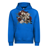Cobalt Floral boho wolf skull Urban Hoodie - RanaPortraitStore