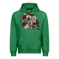 Emerald Floral boho wolf skull Urban Hoodie - RanaPortraitStore