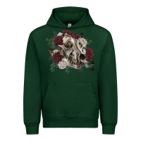 Foreset Green Floral boho wolf skull Urban Hoodie - RanaPortraitStore