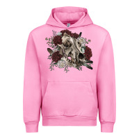 Fuchsia Pink Floral boho wolf skull Urban Hoodie - RanaPortraitStore