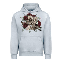 Heather Grey Floral boho wolf skull Urban Hoodie - RanaPortraitStore