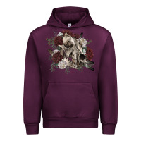 Mauve Wine Floral boho wolf skull Urban Hoodie - RanaPortraitStore