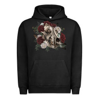 Pigment Black Floral boho wolf skull Urban Hoodie - RanaPortraitStore