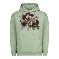 Pigment Oil Green Floral boho wolf skull Urban Hoodie - RanaPortraitStore