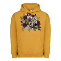Pigment Peanut Butter Floral boho wolf skull Urban Hoodie - RanaPortraitStore
