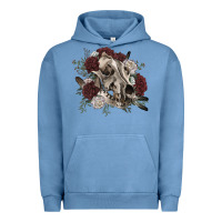 Pigment Pebble Blue Floral boho wolf skull Urban Hoodie - RanaPortraitStore