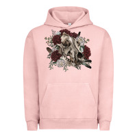Pigment Salmon Floral boho wolf skull Urban Hoodie - RanaPortraitStore