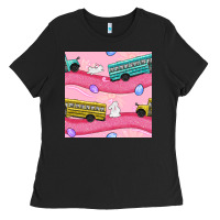 Black Easter School Bus Seamless Pattern Ladies Tee - BundleAndBundleShop