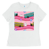 White Easter School Bus Seamless Pattern Ladies Tee - BundleAndBundleShop