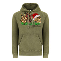Vintage Olive Peace Love Rock Christmas Vintage Hoodie - CowhideDigitalArt