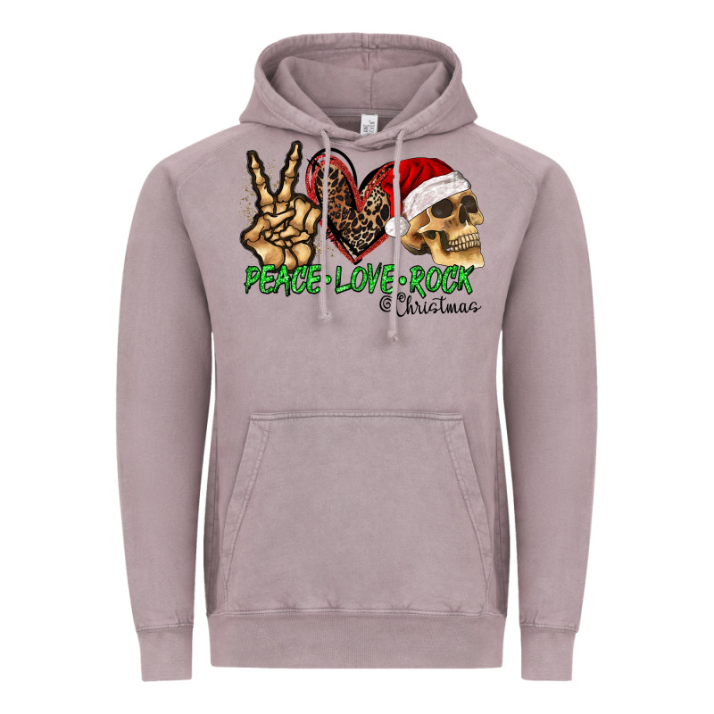 Peace Love Rock Christmas Vintage Hoodie by CowhideDigitalArt | Teevron