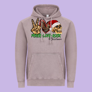 Peace Love Rock Christmas Vintage Hoodie Designed By Cowhidedigitalart
