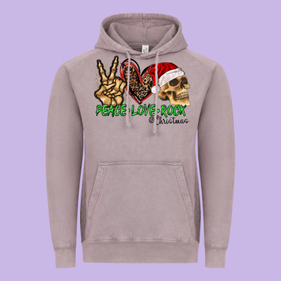 Peace Love Rock Christmas Vintage Hoodie Designed By Cowhidedigitalart