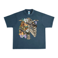 Midnight Navy inhale peace exhale chaos chest Urban Heavy Tee - FaDigitalArtStudio
