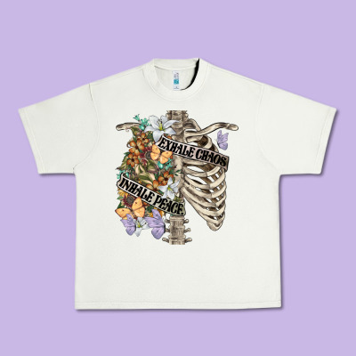 Inhale Peace Exhale Chaos Chest Urban Heavy Tee Designed By Fadigitalartstudio