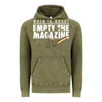 Vintage Olive when in doubt empty the magazine Vintage Hoodie - linhVisuals