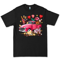 Black Valentine's Day Truck Farm Animals Premium Tee - FaDigitalArtStudio