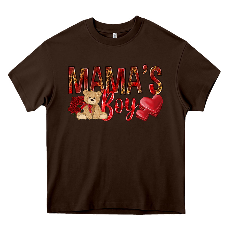 Mamas Boy With Leopard Mother's Day Heavy Core Tee by HowdyJamesFarm | Teevron