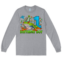 Heather Grey birthday boy frog age 1 Long Sleeve Tee - LillyAllenDesigns