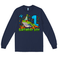 Navy birthday boy frog age 1 Long Sleeve Tee - LillyAllenDesigns