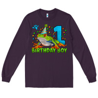 Plum birthday boy frog age 1 Long Sleeve Tee - LillyAllenDesigns