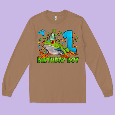 Birthday Boy Frog Age 1 Long Sleeve Tee Designed By Lillyallendesigns