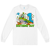White birthday boy frog age 1 Long Sleeve Tee - LillyAllenDesigns