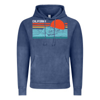 Vintage Denim vintage california wave surf retro 80s california beach surfing Vintage Hoodie - linhVisuals
