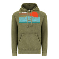 Vintage Olive vintage california wave surf retro 80s california beach surfing Vintage Hoodie - linhVisuals