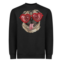 Black Pug with love glasses Heavyweight Sweatshirt - RanaPortraitStore