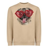 Mushroom Pug with love glasses Heavyweight Sweatshirt - RanaPortraitStore