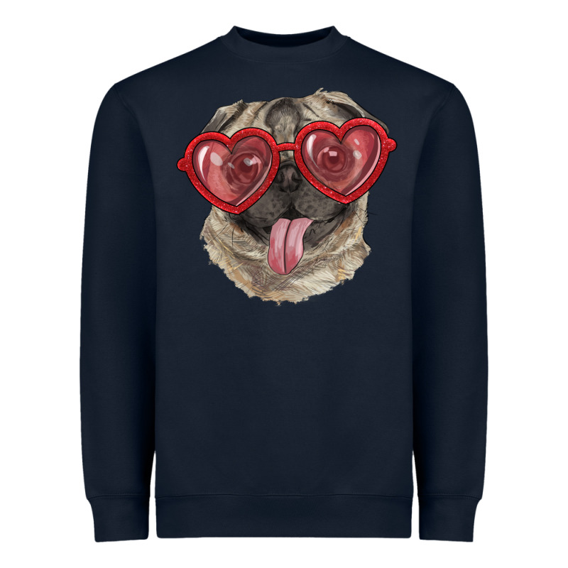 Pug With Love Glasses Heavyweight Sweatshirt by RanaPortraitStore | Teevron