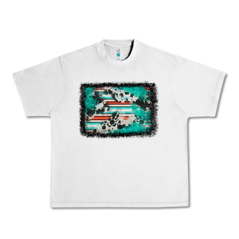 Western Serape Cowhide Turquoise Glitter Urban Heavy Tee by FaDigitalArtStudio | Teevron