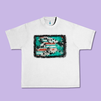 Western Serape Cowhide Turquoise Glitter Urban Heavy Tee Designed By Fadigitalartstudio