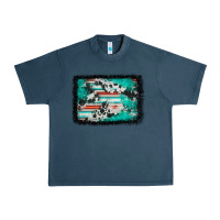 Midnight Navy western serape cowhide turquoise glitter Urban Heavy Tee - FaDigitalArtStudio